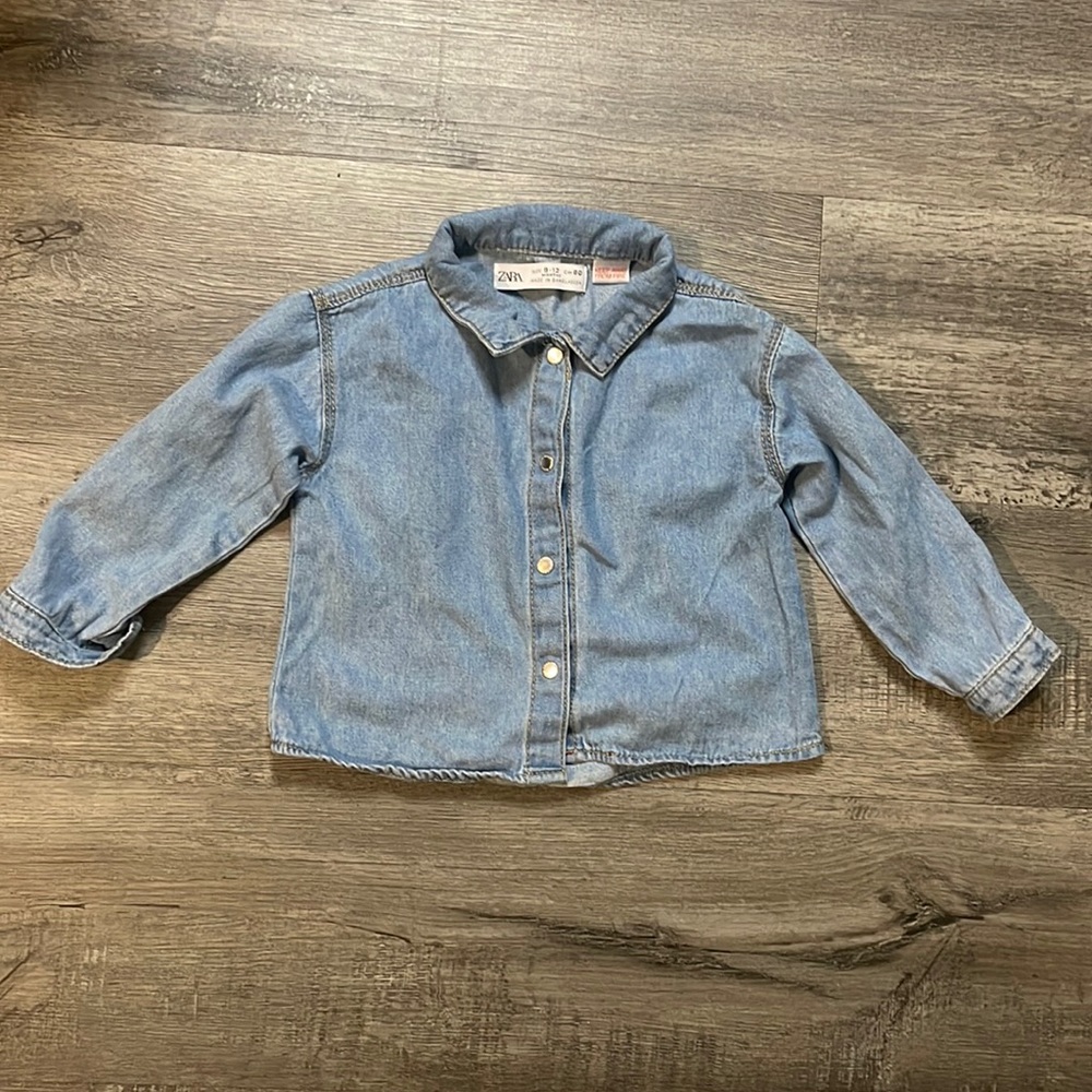 Zara Kids Blue Jean Button Down, Unisex